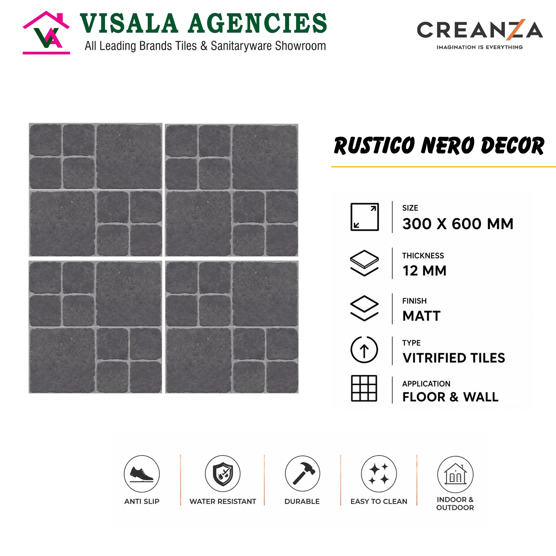 2/1 Rustico Nero Decor 12mm