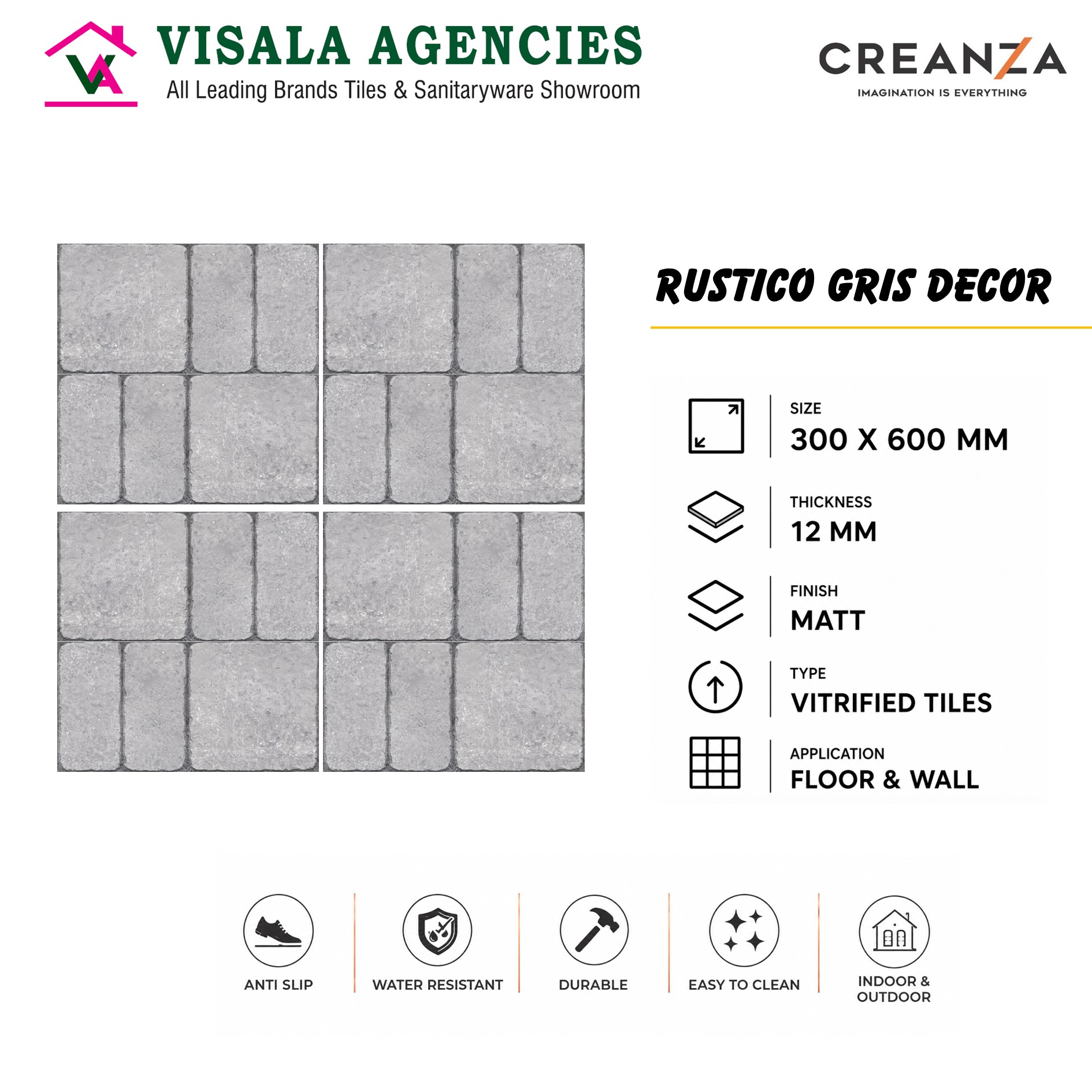 2/1 Rustico Gris Decor 12mm